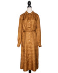 Hermès Vintage Seidenkleid mit Flechtgürtel und Signature-Print