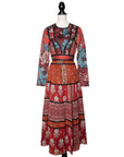 Burberry Vintage Maxikleid im Folklore-Stil