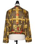 Hermès Vintage Kurzblazer im Signature-Print mit stilvollen goldenen Ketten-Applikationen