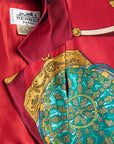 Hermès Vintage Blazer mit einreihiger Knopfleiste in aufwändigem Signature-Print