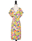 Ungaro Vintage Seidenkleid mit V-Ausschnitt und aufwändig bedrucktem Allover-Print