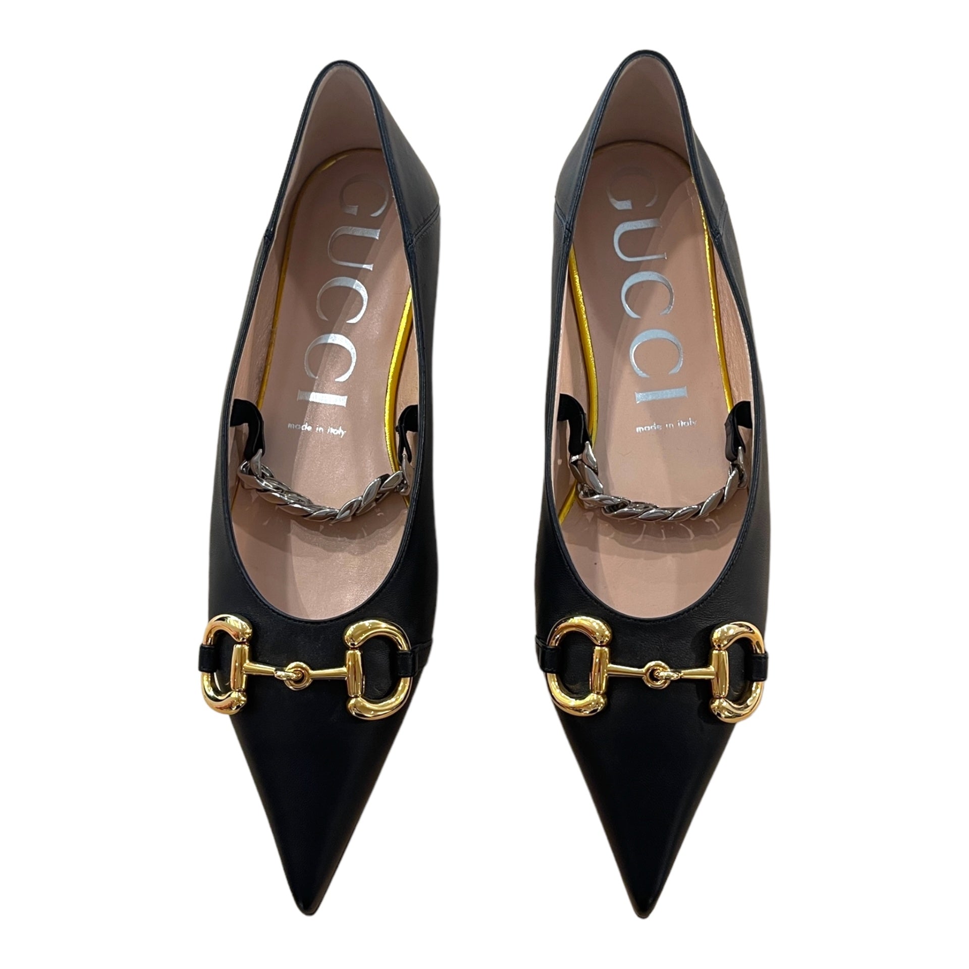 gucci handschuhe spitze Gucci Spitze Ballerinas mit Signature-Horsebit-Details und versilberte –  Style Definery