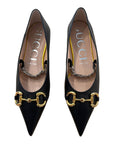 Gucci Spitze Ballerinas mit Signature-Horsebit-Details und versilberter Kette
