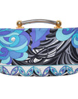 Emilio Pucci Vintage Clutch mit goldenem Statement-Henkel und grafischem Allover-Print