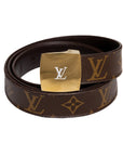 Louis Vuitton Klassischer Gürtel im Logo-Design mit goldener Schnalle