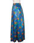 Yves Saint Laurent Rive Gauche Vintage Seidenrock mit floralem Allover-Print und Bindegürtel