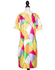 N.N. Vintage Seidenkleid mit aufwändig bedrucktem geometrischen Muster
