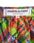 Yves Saint Laurent Rive Gauche Seidenrock mit stilvollem Karo-Allovermuster und Volants