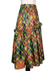 Yves Saint Laurent Rive Gauche Seidenrock mit stilvollem Karo-Allovermuster und Volants