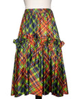 Yves Saint Laurent Rive Gauche Seidenrock mit stilvollem Karo-Allovermuster und Volants