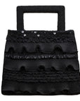 Ella Singh Vintage Handtasche mit aufwändiger Allover-Stickerei und Volants