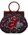 N.N. Vintage Handtasche mit stilvoller Allover-Stickerei und hochwertigem Materialmix