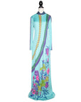 De Parisini Vintage Abendkleid im Signature Print aus Seide