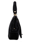 Beghé Reation Vintage Handtasche aus Samt mit Gold-Verschluss und aufwändigem Signature-Print