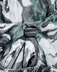 Alexandre Vauthier Semitransparente plissiertes Seidentop im Camouflage Stil