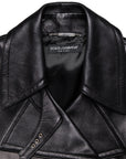 Dolce & Gabbana Doppelreihige Lederjacke mit breitem Bündchen