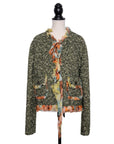 Dolce & Gabbana Vintage Tweedjacke mit floralen Seidenapplikationen und Schluppendetails