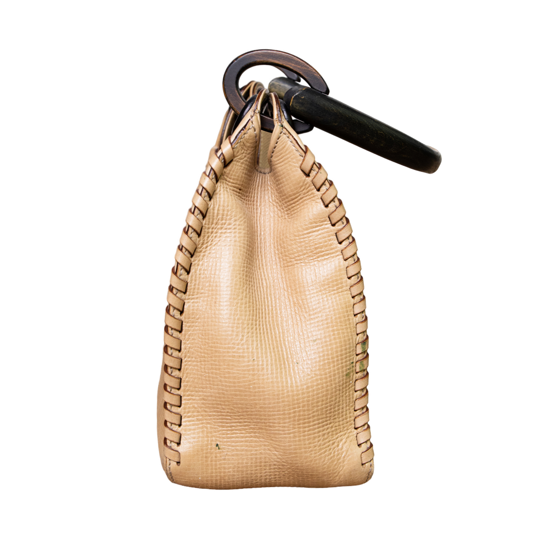 Gucci Whip Stitch Vintage Handtasche mit Holzgriff