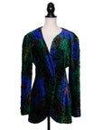 Krizia Unusual and elaborately embossed vintage blazer made of velvet