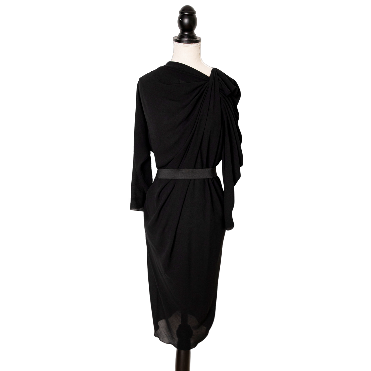 Lanvin belted ruched silk cocktail dress
