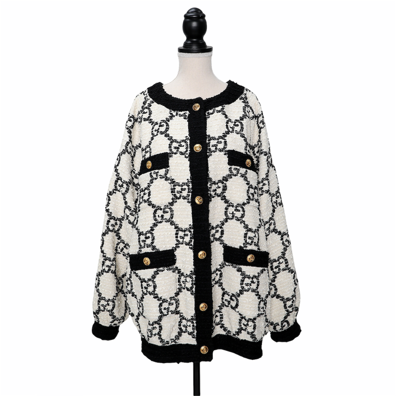 GUCCI Oversized Tweed Logo Bomber Style Definery