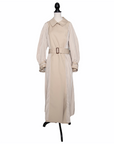 High trench coat with pleated details