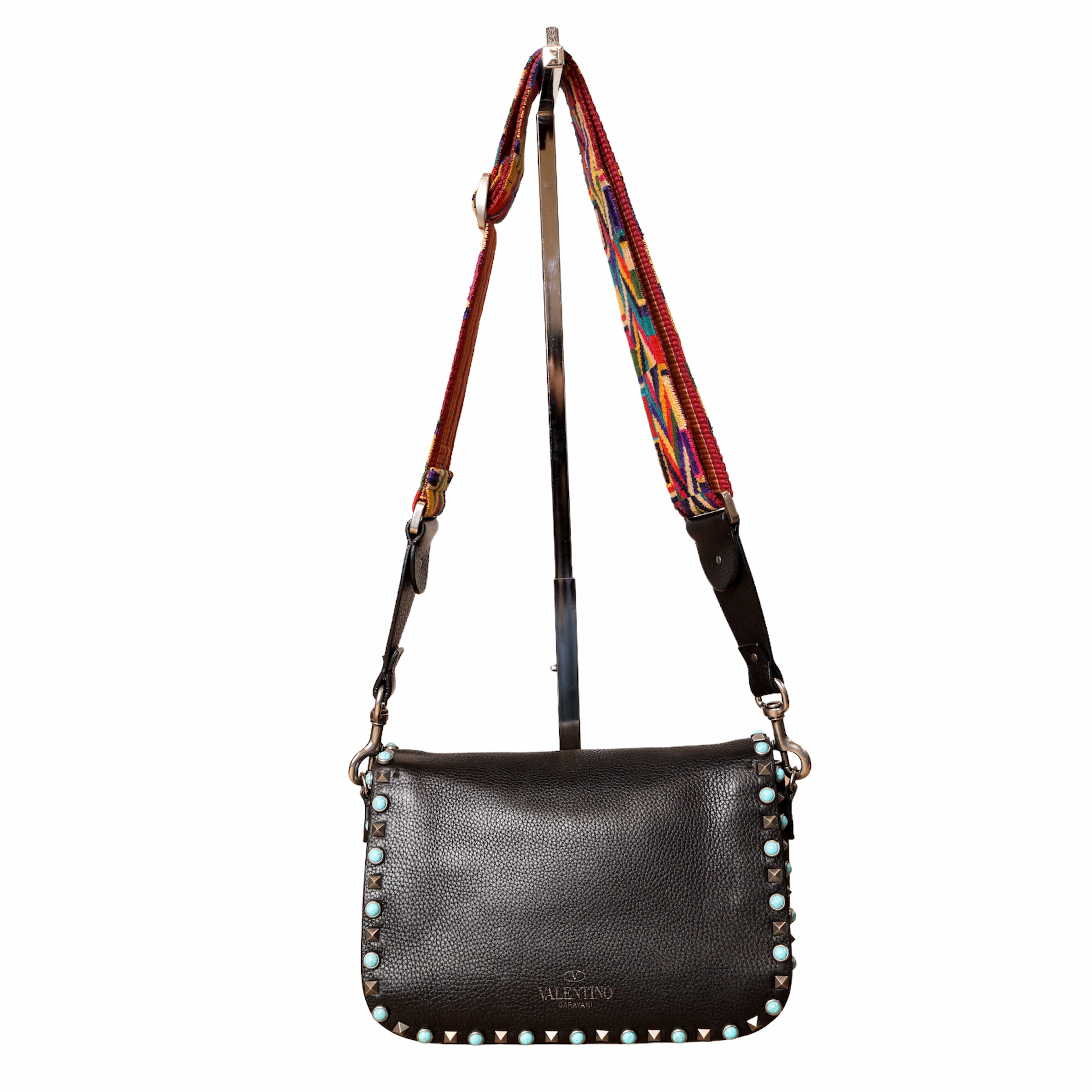 Valentino Guitar Rockstud shoulder bag with colorful strap Style Definery