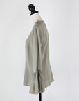 Soler silk top with 7/8 sleeves and ruffles