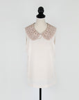 Dolce&Gabbana sleeveless silk top with crochet collar