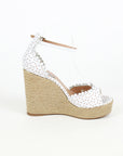 TABITHA SIMMONS Harp Perforated Scalloped Leather Wedge Sandals