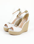 TABITHA SIMMONS Harp Perforated Scalloped Leather Wedge Sandals