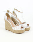 TABITHA SIMMONS Harp Perforated Scalloped Leather Wedge Sandals