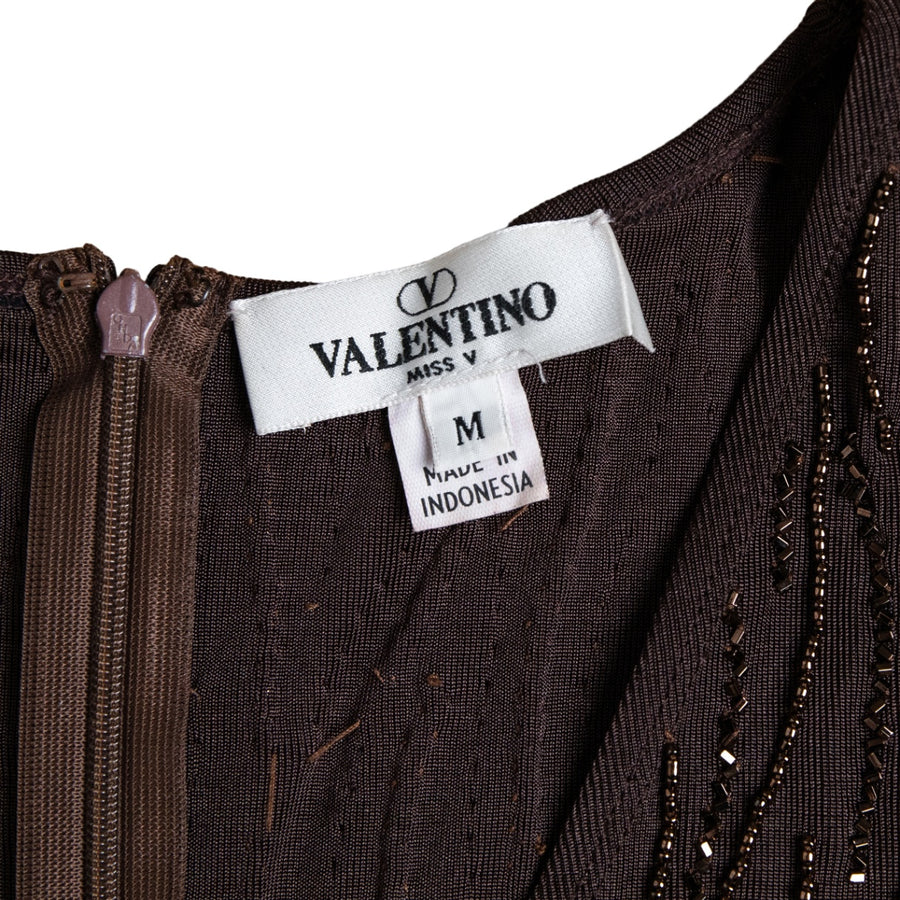 Valentino Vintage Midikleid mit eleganter Steinchen-Stickerei