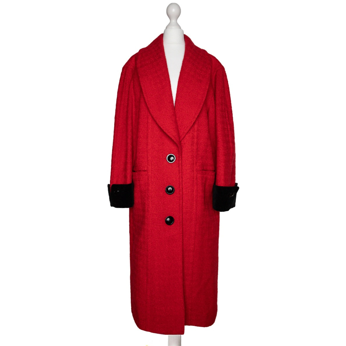 Louis Féraud Einreihiger Vintage Mantel mit breitem Kragen und Manschetten