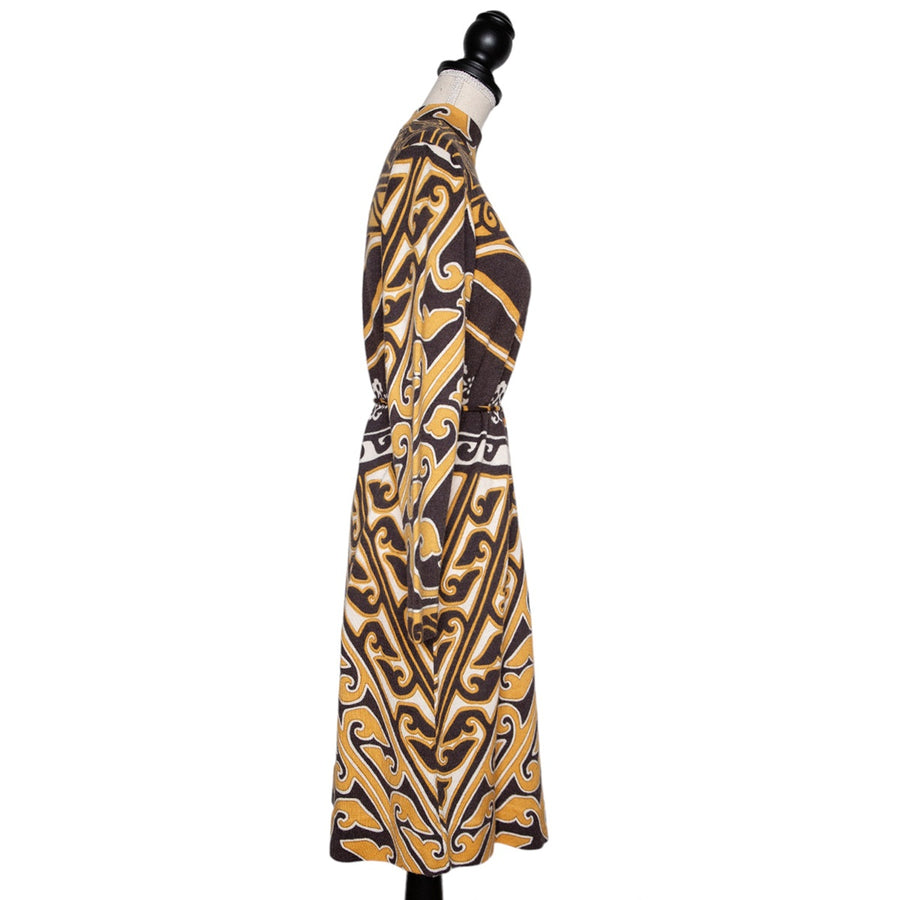 Leonard Paris Vintage Kleid mit ikonischem Paisleymuster & Gürtel