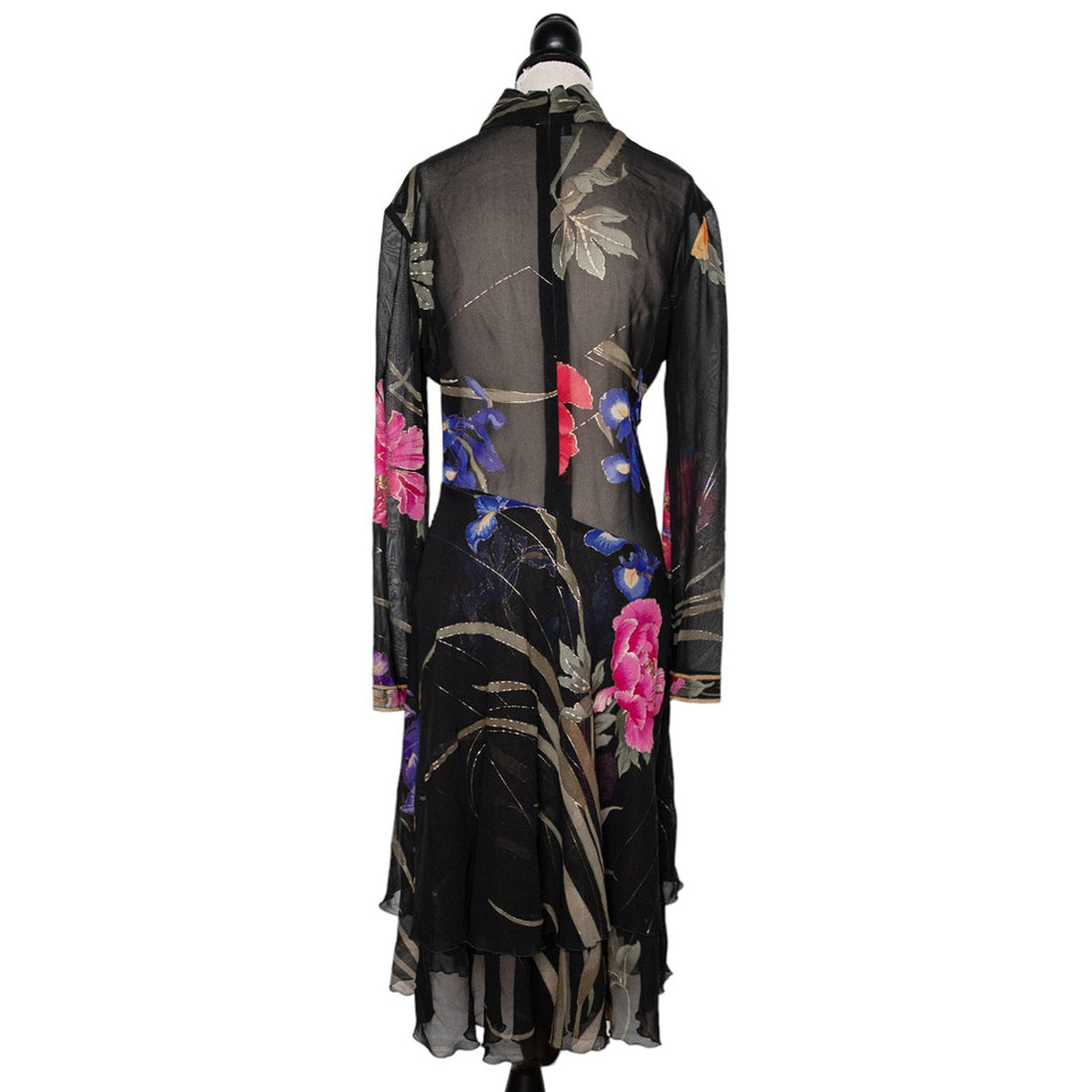 Transparentes Leonard Paris Vintage Kleid mit floralem Allover-Print