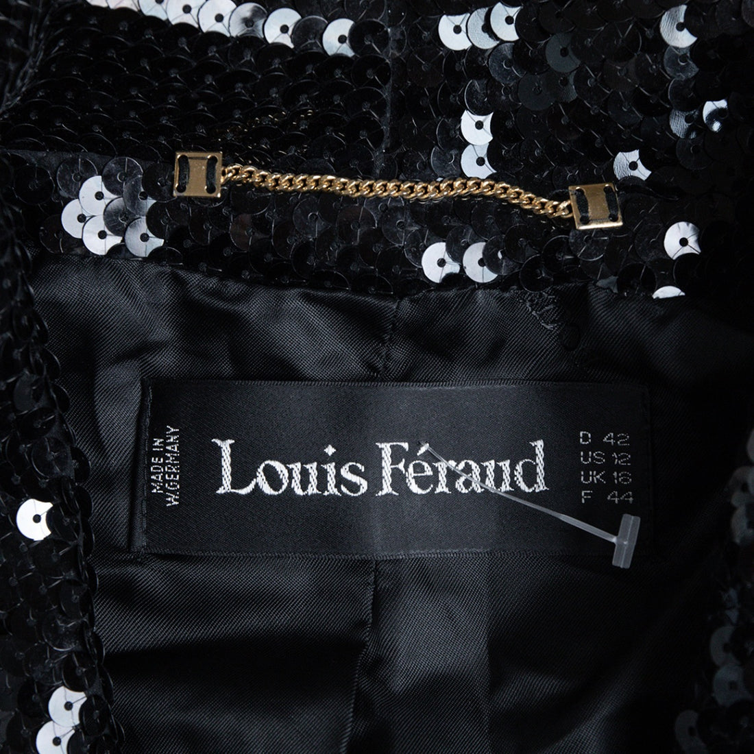 Louis Féraud Vintage-Blazer mit auffälligen Logo-Knöpfen und Allover-Paillettenbesatz