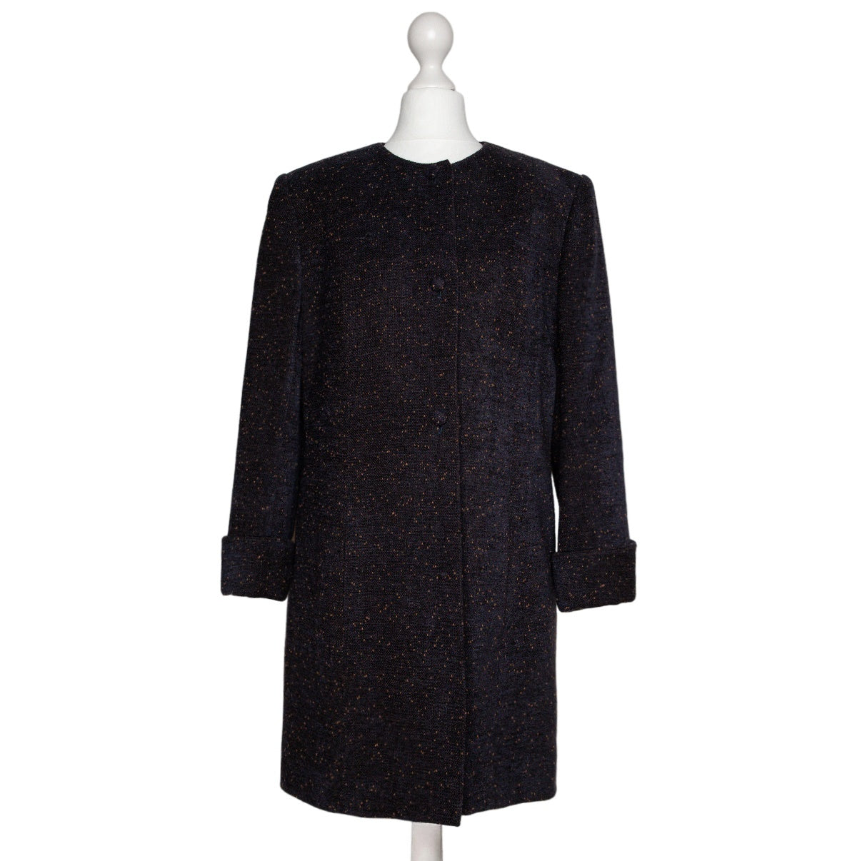 Jean-Louis Scherrer Vintage Mantel ohne Kragen im schlichten Design 