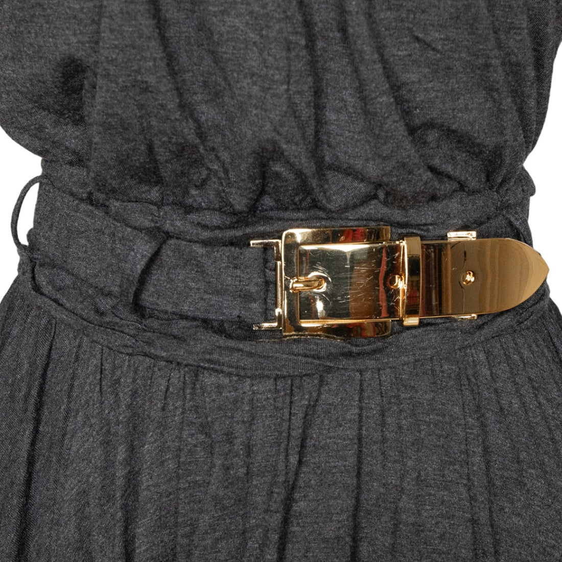 N.N.  Vintage Kleid mit goldenem Taillengürtel & dezentem Kragen