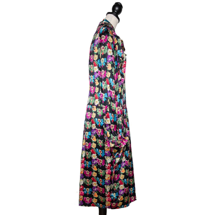 Louis Féraud Vintage Kleid mit floralem Allover-Print & Schleife