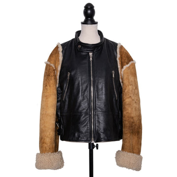 Dolce &amp; Gabbana Unusual vintage bicolor leather jacket with lambskin details (clear signs of wear)