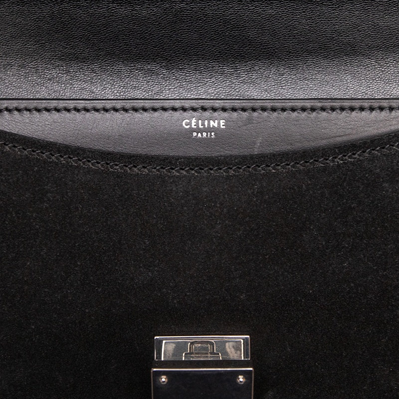 Celine Klassische Box-Schultertasche aus schwarzem Wildleder