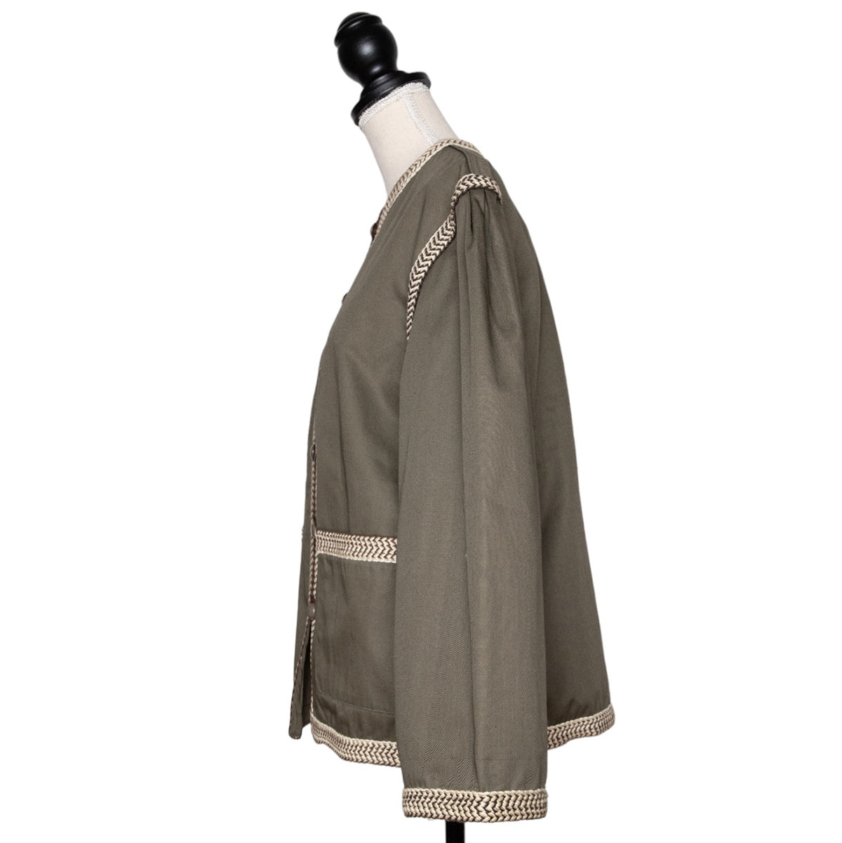 Saint Laurent Rive Gauche Vintage Kurzjacke mit einreihiger Knopfleiste und aufwändig bestickten Folklore-Details