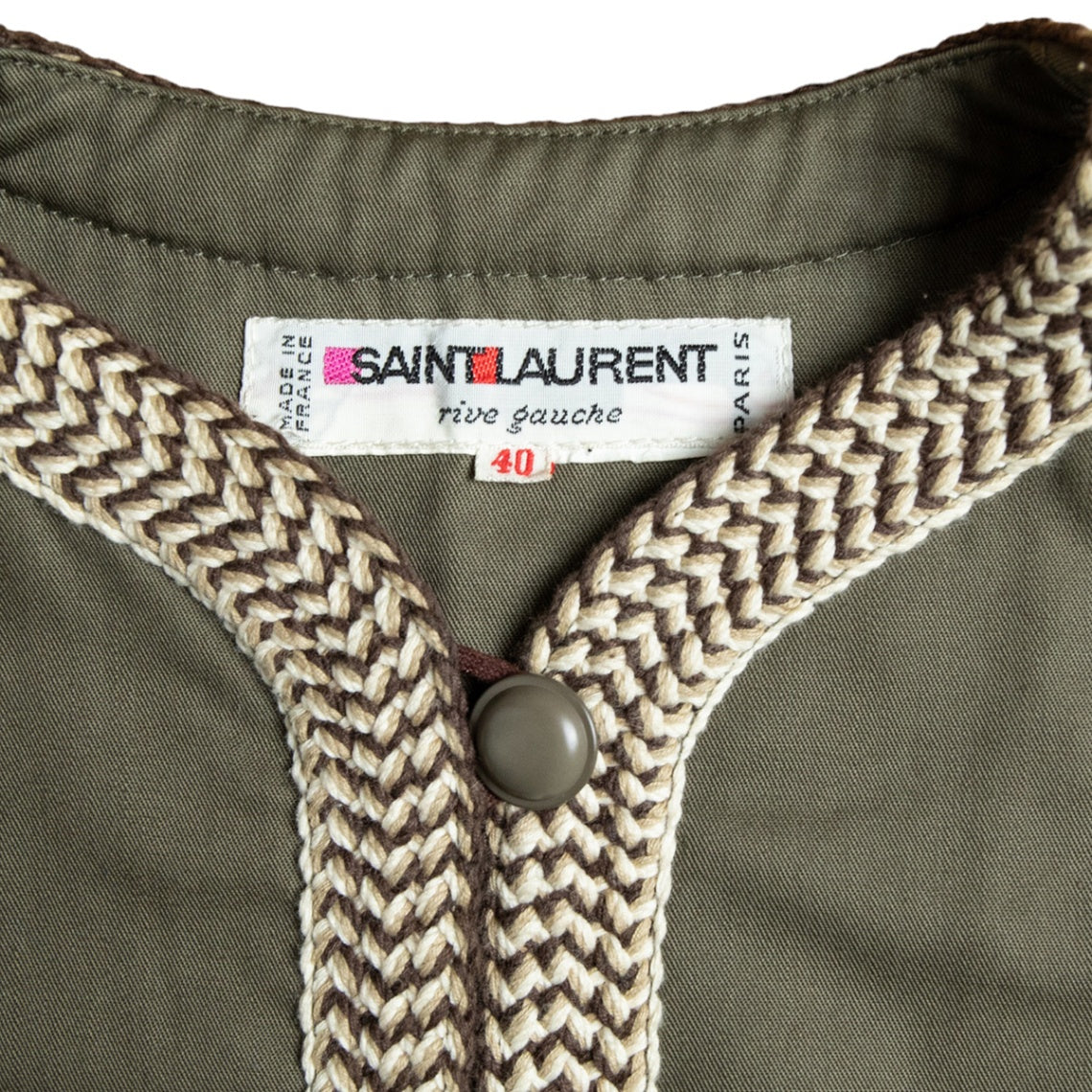 Saint Laurent Rive Gauche Vintage Kurzjacke mit einreihiger Knopfleiste und aufwändig bestickten Folklore-Details