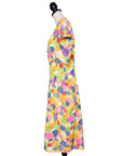 Ungaro Vintage Seidenkleid mit V-Ausschnitt und aufwändig bedrucktem Allover-Print