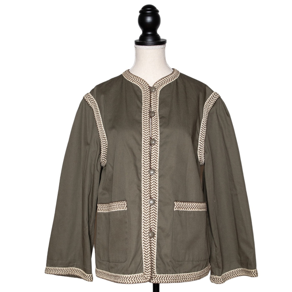 Saint Laurent Rive Gauche Vintage Kurzjacke mit einreihiger Knopfleiste und aufwändig bestickten Folklore-Details