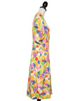 Ungaro Vintage Seidenkleid mit V-Ausschnitt und aufwändig bedrucktem Allover-Print