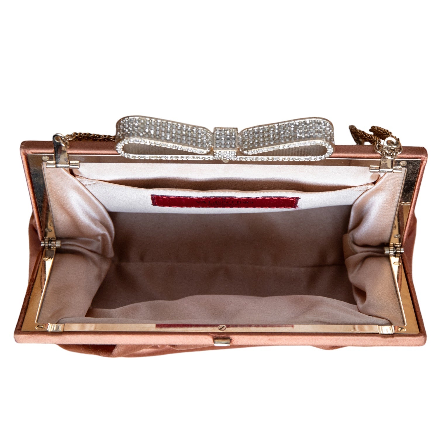 Valentino Vintage Abendtasche in Glanzoptik mit elegantem Schleifen-Verschluss aus Swarovski-Kristallen