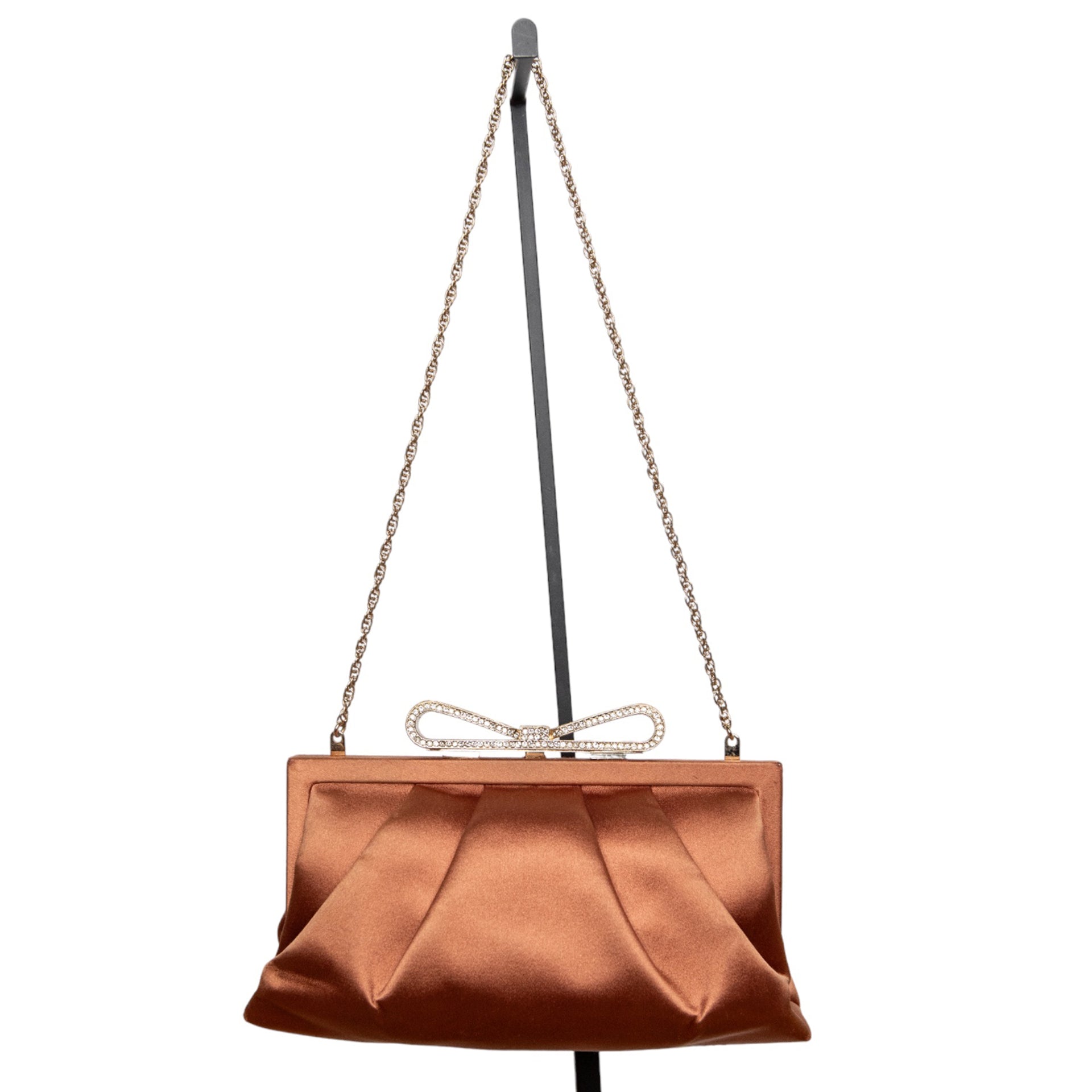 Valentino Vintage Abendtasche in Glanzoptik mit elegantem Schleifen-Verschluss aus Swarovski-Kristallen