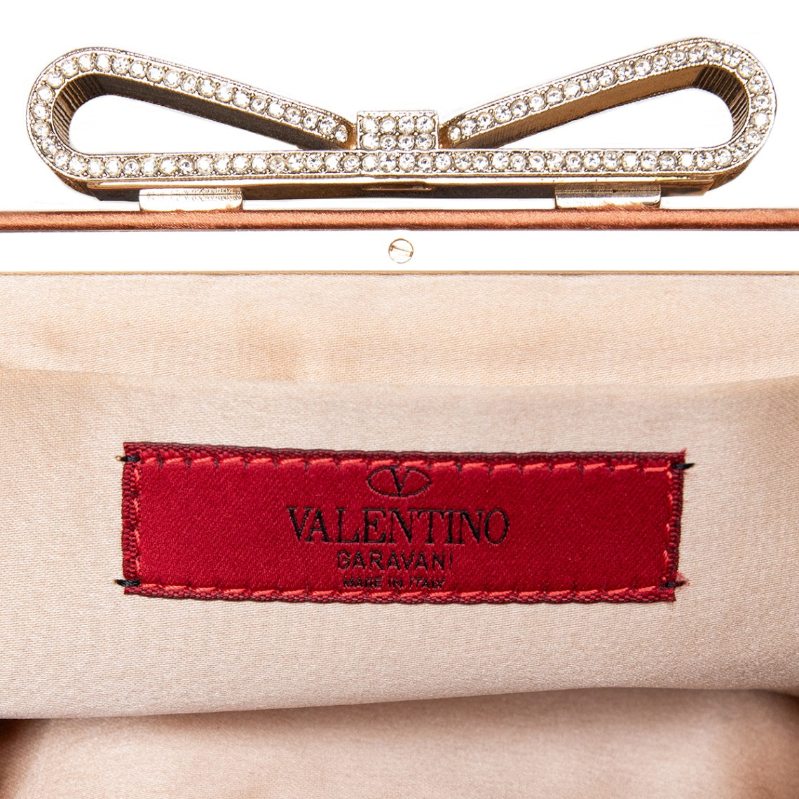 Valentino Vintage Abendtasche in Glanzoptik mit elegantem Schleifen-Verschluss aus Swarovski-Kristallen